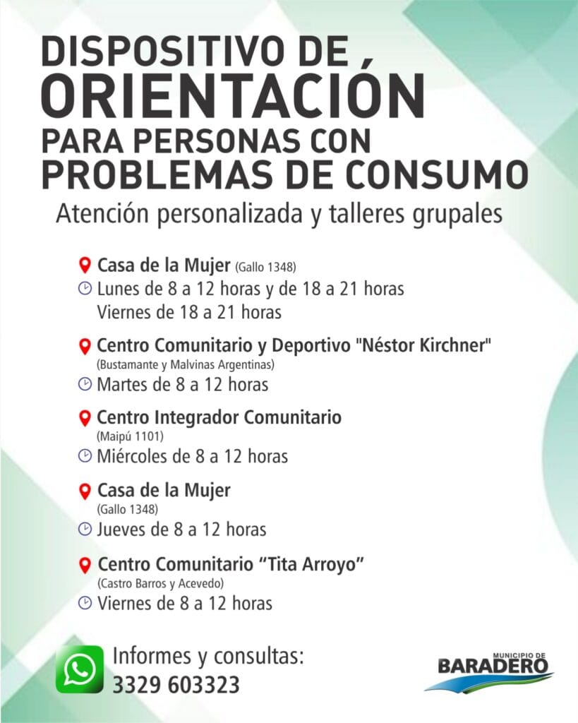 Dispositivo de Orientación para Problemas de Consumo en Baradero 2025 | Ayuda Municipal