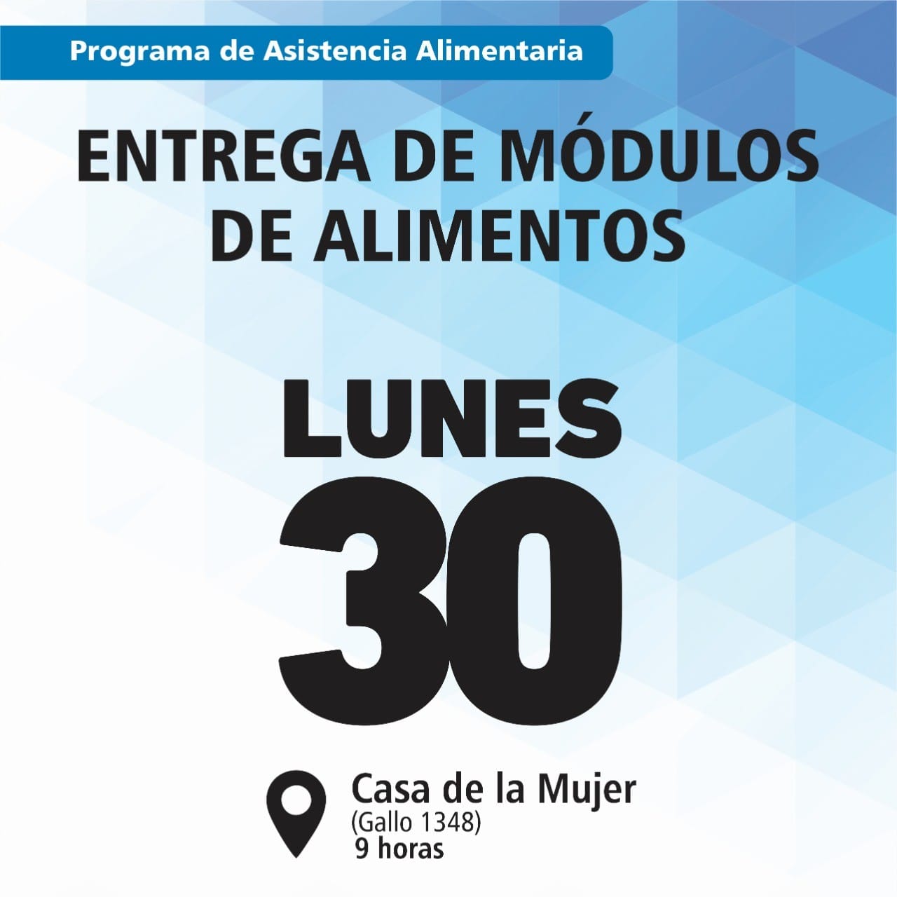 REPROGRAMACIÓN DE ENTREGA DE MÓDULOS DE ALIMENTOS EN CASA DE LA MUJER