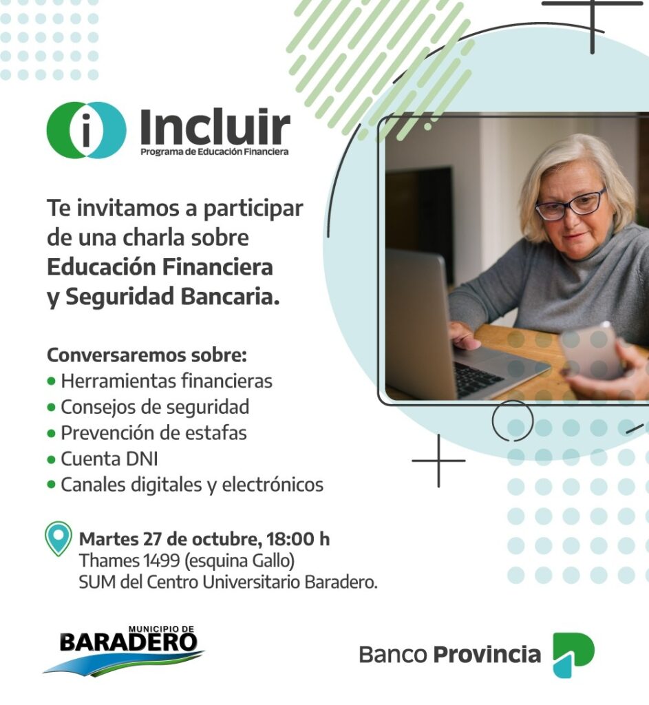 HOY A LAS 18: CHARLA GRATUITA DE EDUCACIÓN FINANCIERA Y PREVENCIÓN DE ESTAFAS EN EL CENTRO UNIVERSITARIO