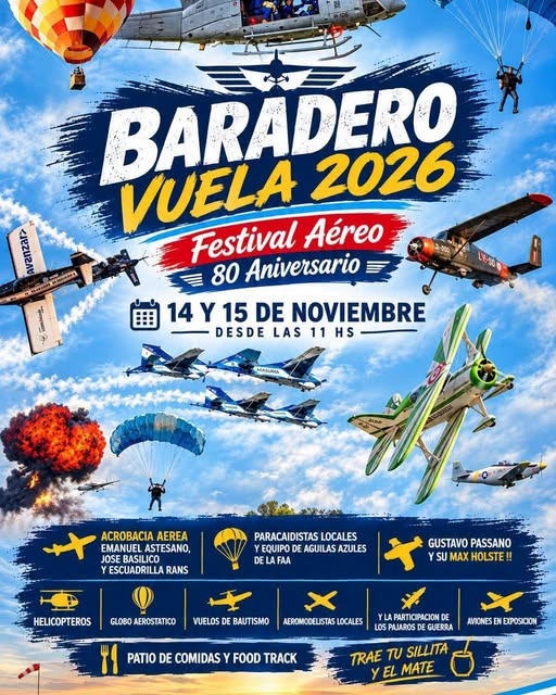 EL AEROCLUB AVANZA CON LOS PREPARATIVOS DE BARADERO VUELA 2026: GLOBO AEROSTÁTICO Y ÁGUILAS AZULES