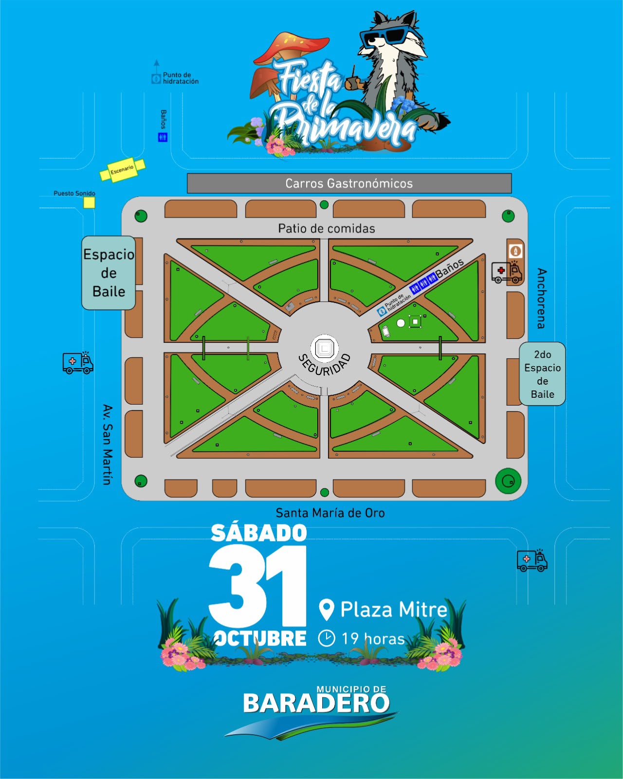 FIESTA DE LA PRIMAVERA: ASÍ SE DISTRIBUYEN LOS ESPACIOS Y SERVICIOS EN PLAZA MITRE