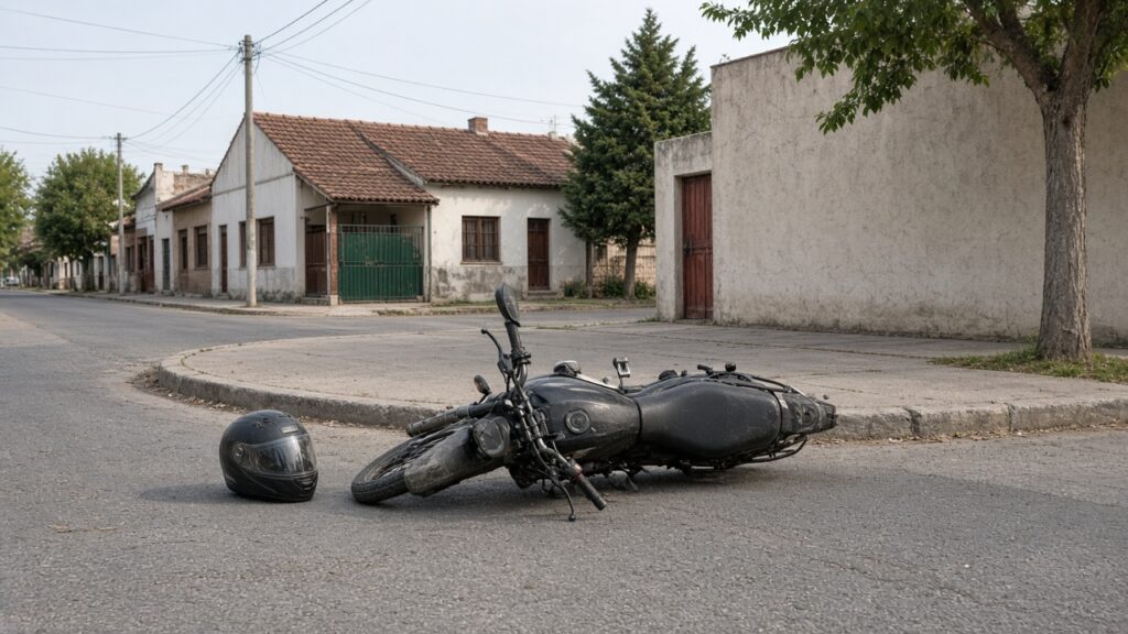 UN AUTO CHOCÓ A UN MOTOCICLISTA EN RENÉ SIMÓN Y COLOMBRES Y SE DIO A LA FUGA